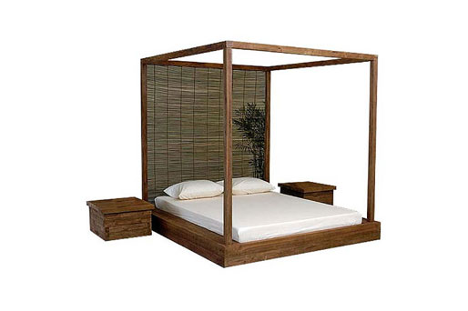 Betten luxus im schlafzimmer mit himmelbett, futon und rundem bett